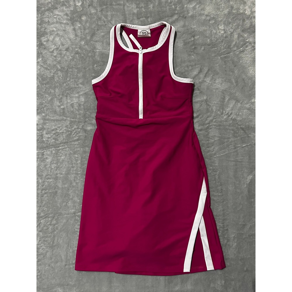 Sage Collective Womens‎ XS Pink Athletic Tennis Dress Half Zip Racerback Slit